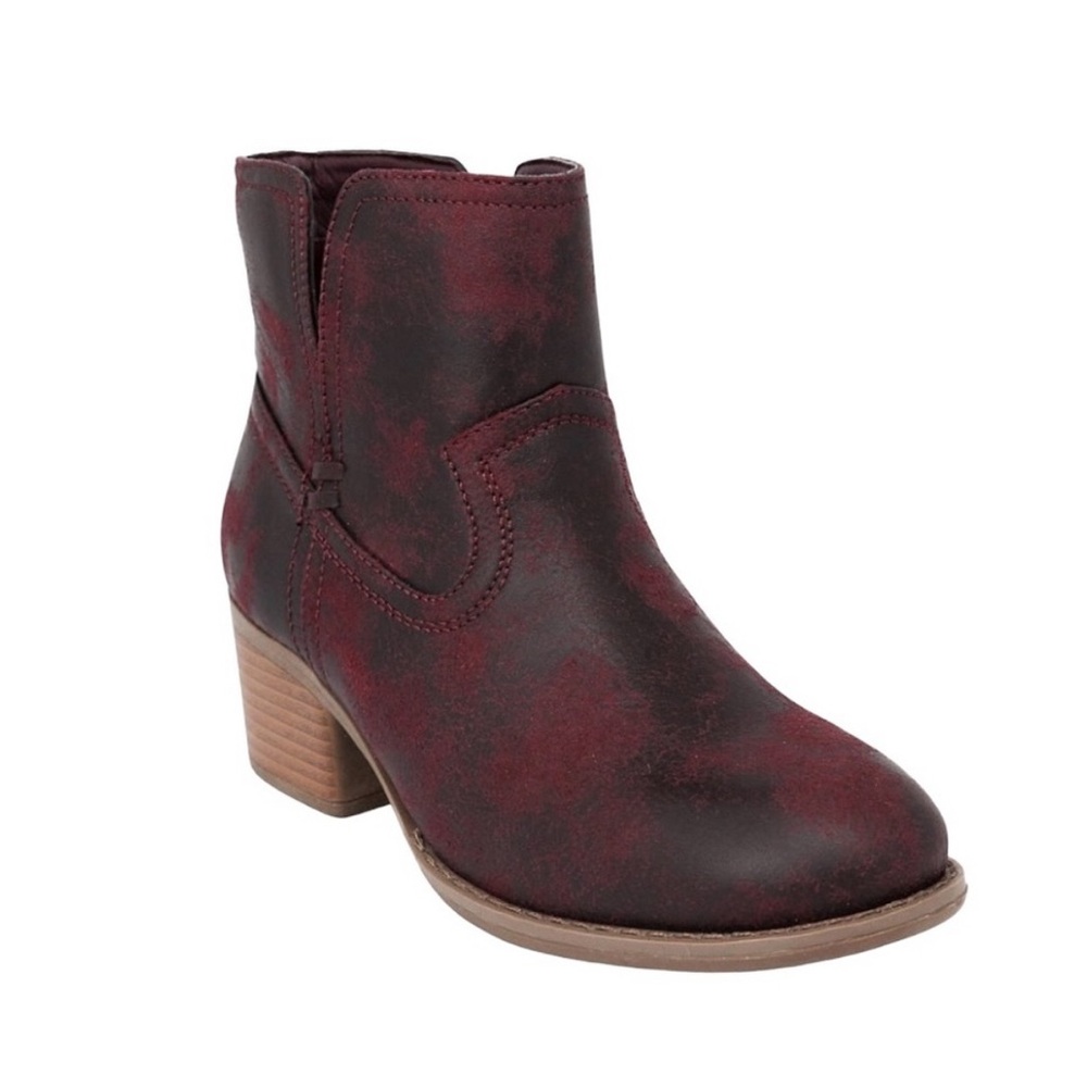 True Craft Rustic Java Ankle Boots Wine Burgundy 7.5